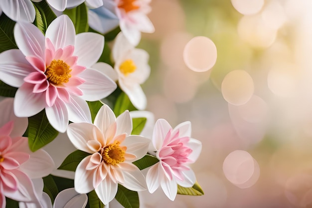 太陽が背景を照らす花束