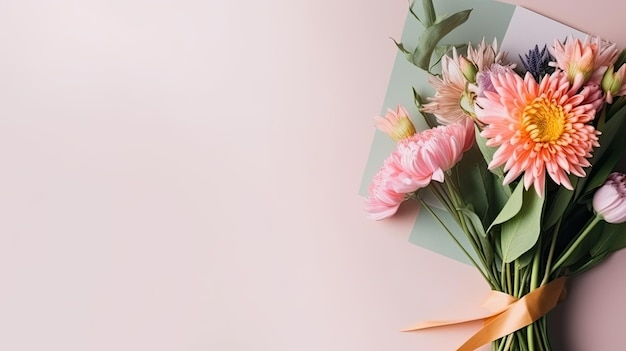 Букет цветов с этикеткой на День матери День рождения День святого Валентина романтический подарок Веб-баннер