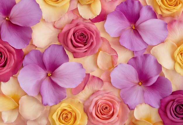 Photo a bouquet of flowers with a yellow center and pink flowers