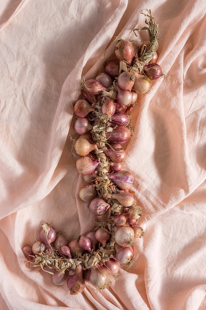 Bouquet of fresh red onions