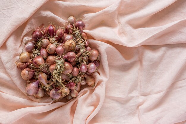 Bouquet of fresh red onions