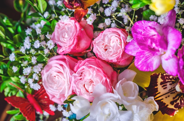 Bouquet of fresh spring flowers close up