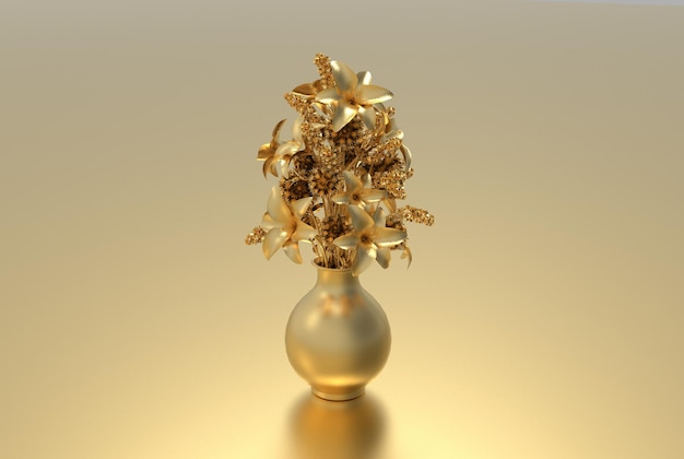 Bouquet of gold flowers in vase