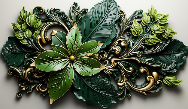 Bouquet of green leaves on light background AI generated