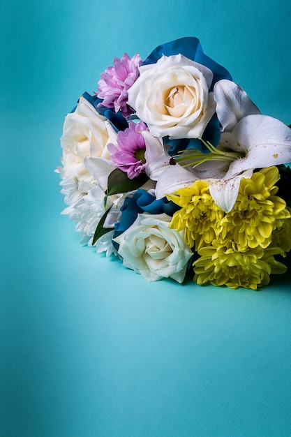 Bouquet of multi colored summer flowers.