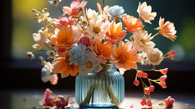 写真 花瓶の中の美しい花束