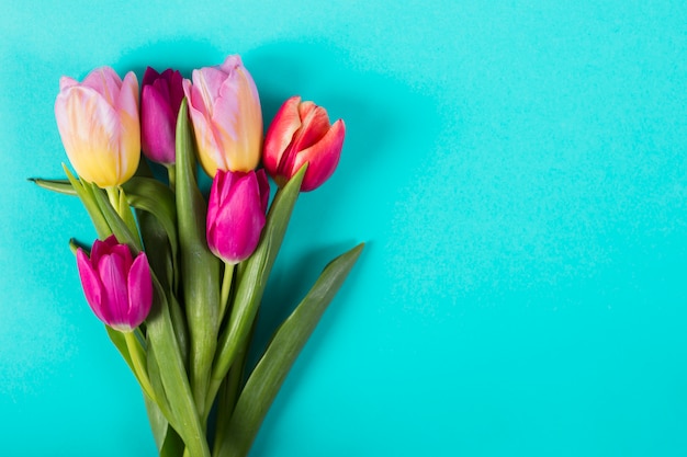 写真 明るいチューリップの花束