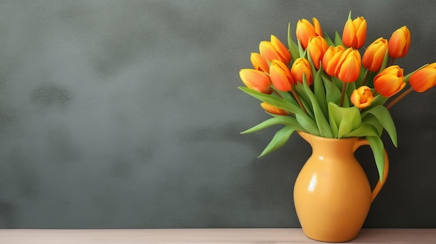 A bouquet of orange tulips in a vase Chart with a improvement spot cheerful Mother's Day Creative resource AI Generated