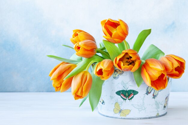 Bouquet of orange tulips.