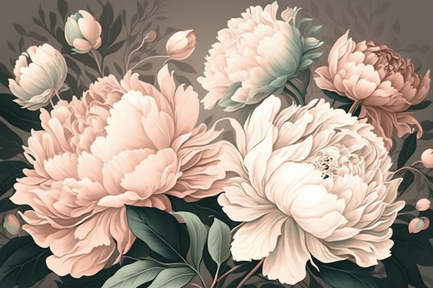 A Bouquet of Pastel Pink Peonies