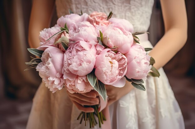 Foto bouquet di peonie con un bouquet di pioni