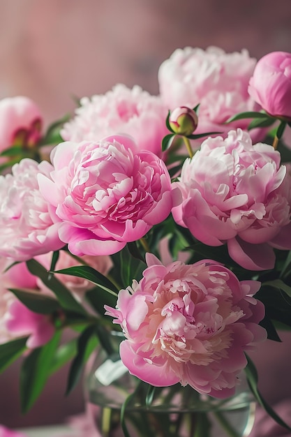 a bouquet of peonies