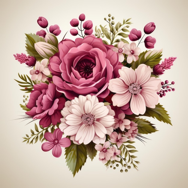 a bouquet of pink flowers on a beige background