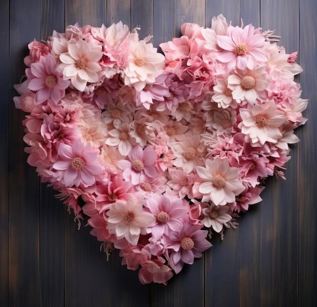 Photo a bouquet of pink gillyflower in shape of a heart