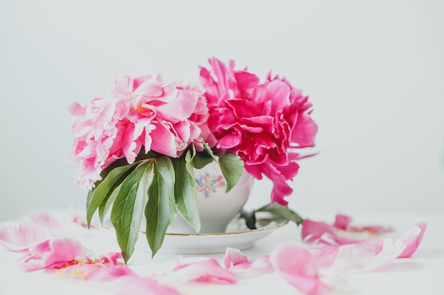 Bouquet of pink peonies in a vase