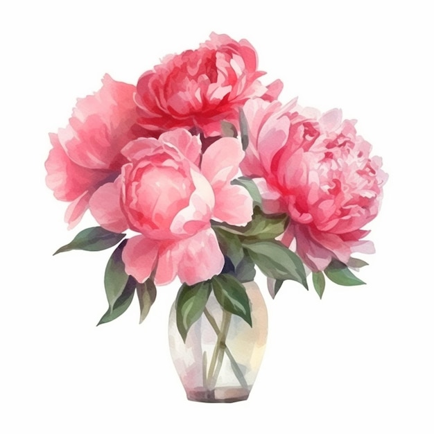 A bouquet of pink peonies in a vase.