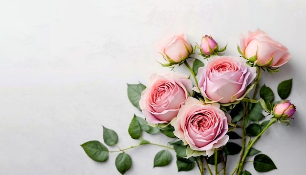 Букет из розовых роз цветы на белом фоне.