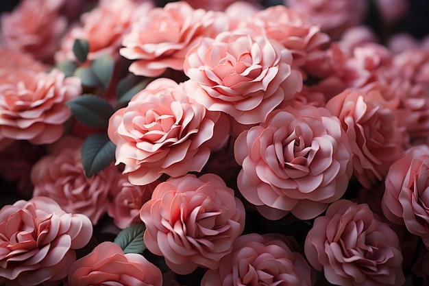 A bouquet of pink roses from the collection of the rose family.