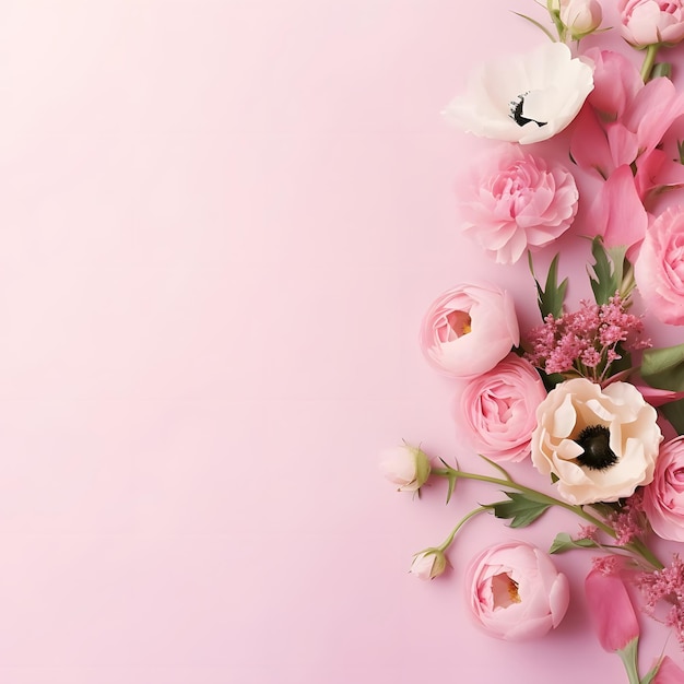 bouquet of pink roses Generative AI