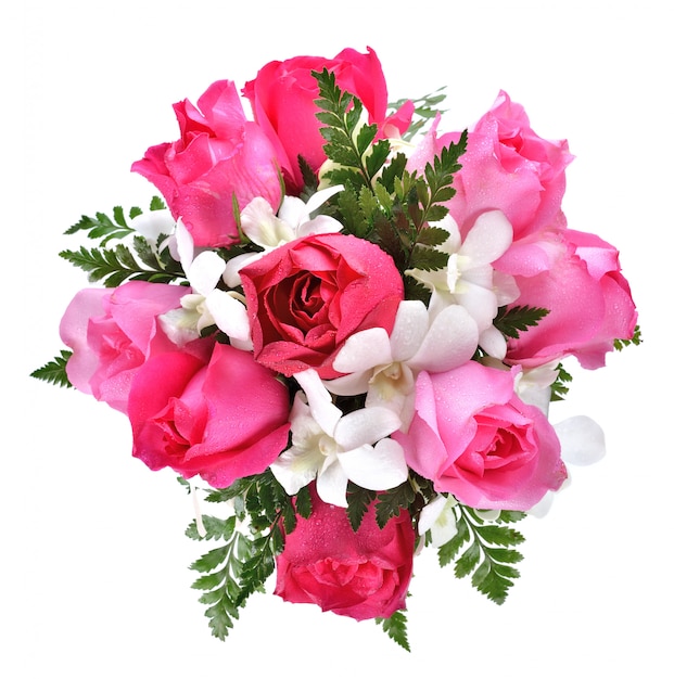 고립 된 핑크 장미 꽃다발