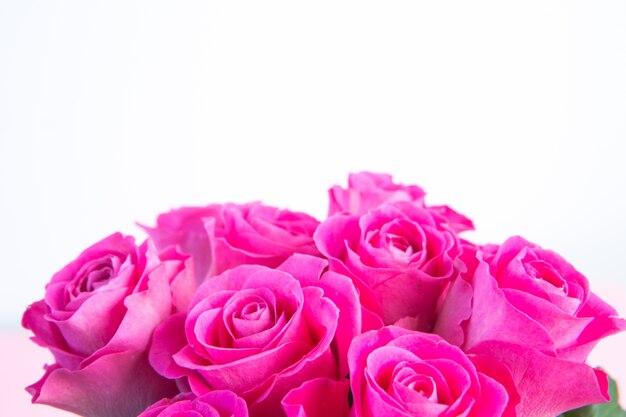 Bouquet of pink roses with copy space