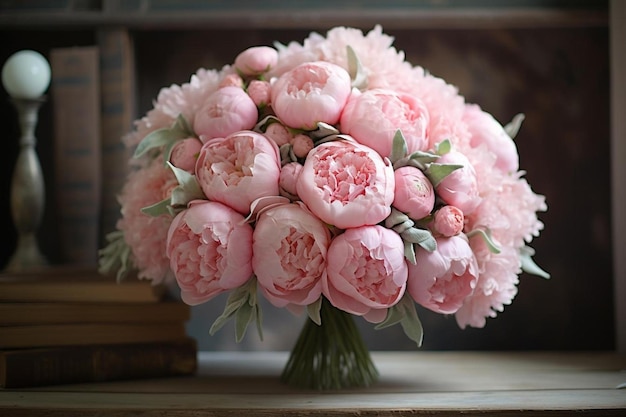 Photo a bouquet of pink roses with the word 