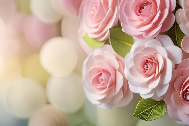 A bouquet of pink roses with the word " love " on the bottom.