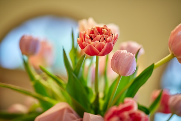 Bouquet of pink tulips