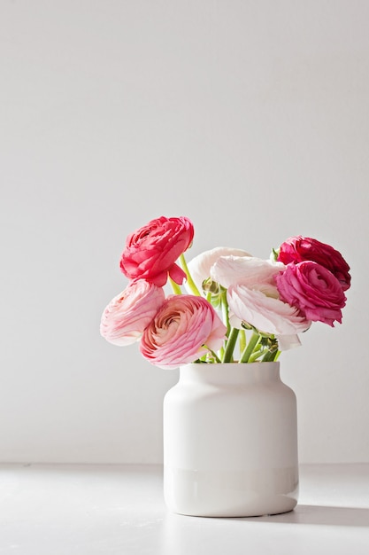 Bouquet of pink and white ranunculus flowers