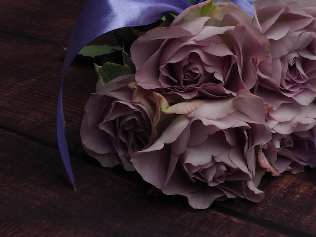 A bouquet of purple roses