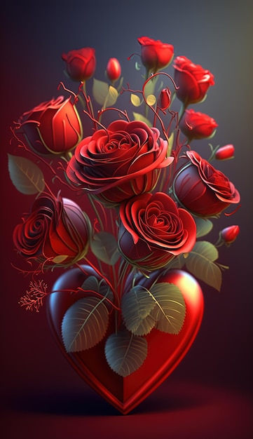 bouquet of red flowers background , ai generated