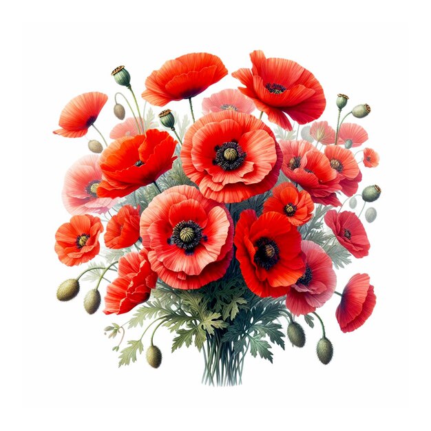 Photo a bouquet of red flowers with the words quot poppies quot on the bottom