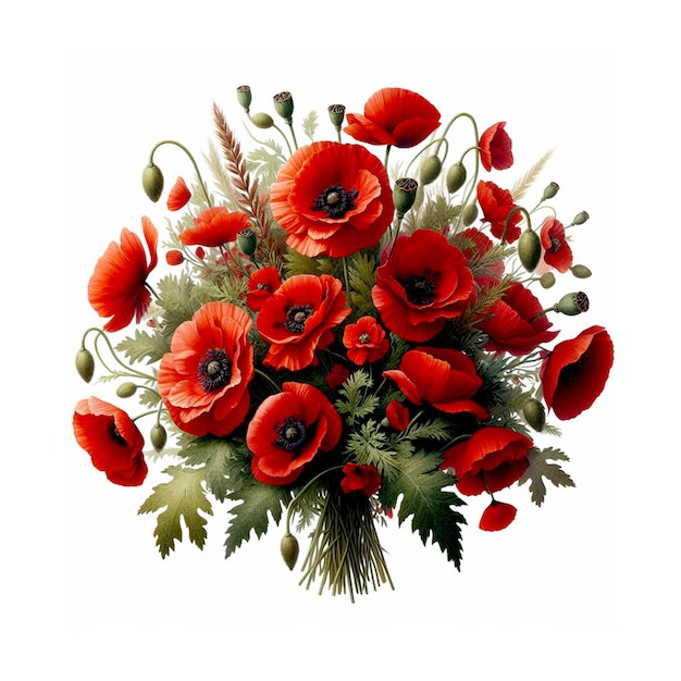 Photo a bouquet of red flowers with the words quot poppies quot on the bottom