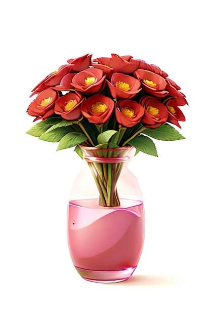 букет красных и розовых цветов на белом фоне