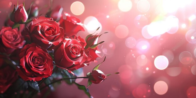 bouquet of red roses on the bed Generative AI