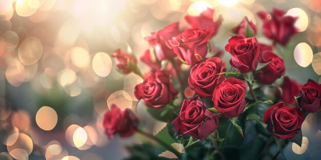 bouquet of red roses on the bed Generative AI