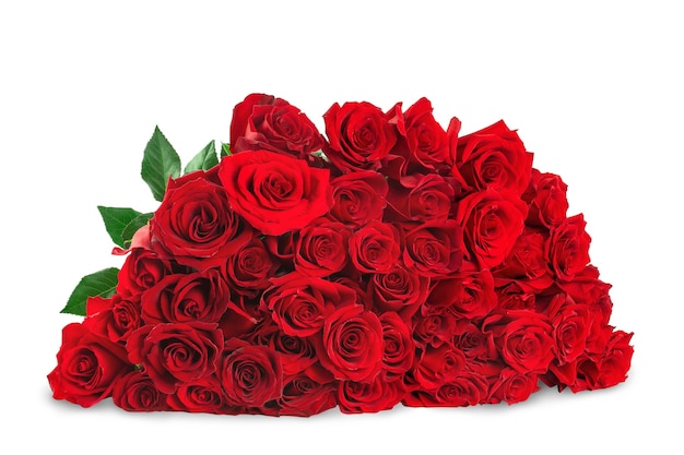 Photo bouquet of red roses isolate on a white background