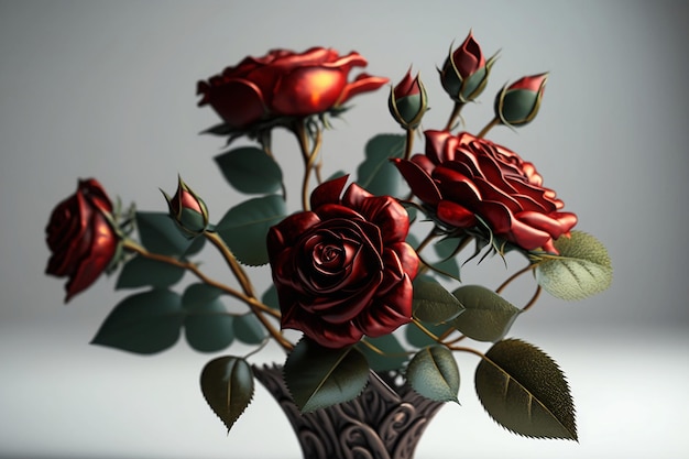 Bouquet of red roses in vase