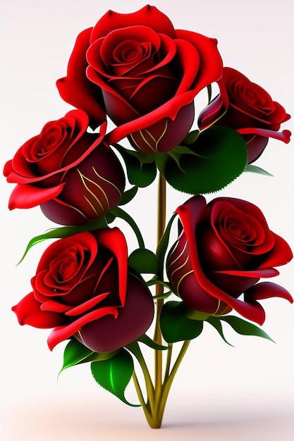 Bouquet of red roses on a white background Vector illustration