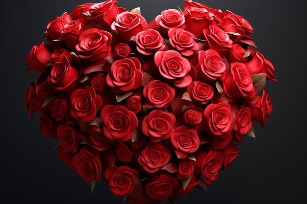 A bouquet of red roses with heartshaped petals the 00036 03