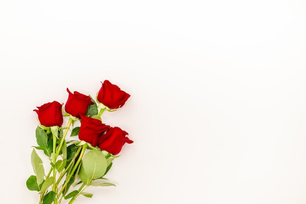 Bouquet of red  roses with a red ribbon. 