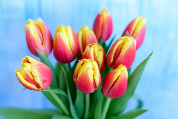 Bouquet red and yellow tulips