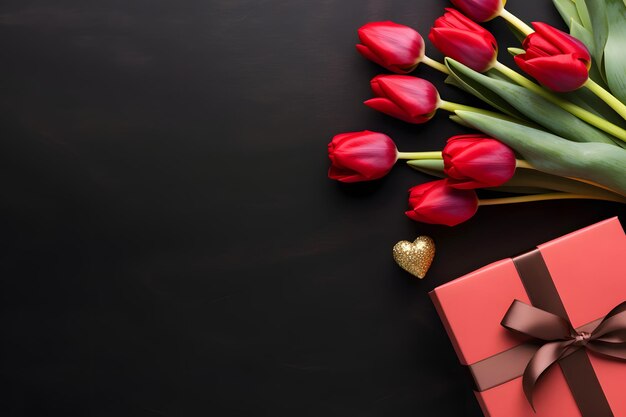 Bouquet of rose flowers on red background