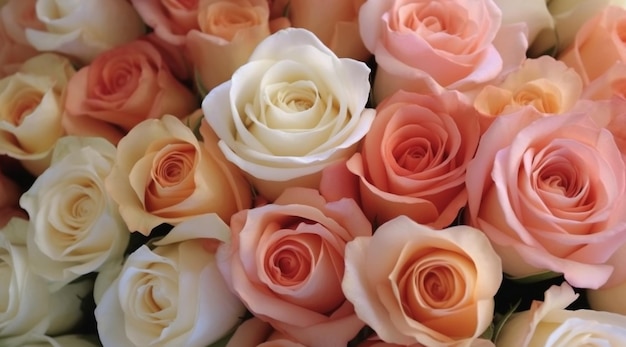 A bouquet of roses is displayed in a bouquet.