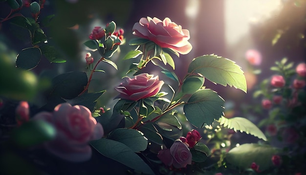 Букет роз в солнечном свете