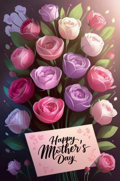 Букет роз с открыткой на День матери
