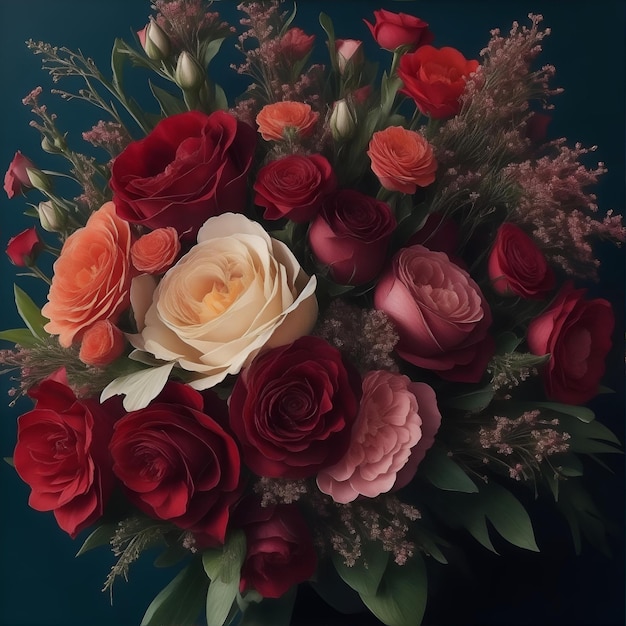 a bouquet of roses with the words " the name of the company "