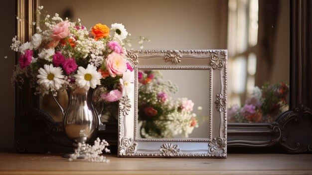 Photo bouquet silver square in