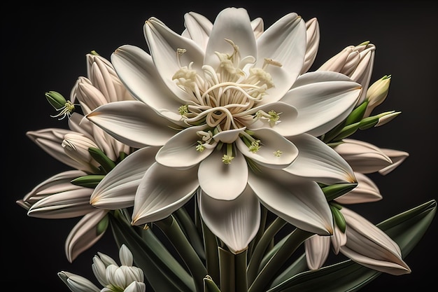 Bouquet of snowdrops on a black background Studio photography ai genrative