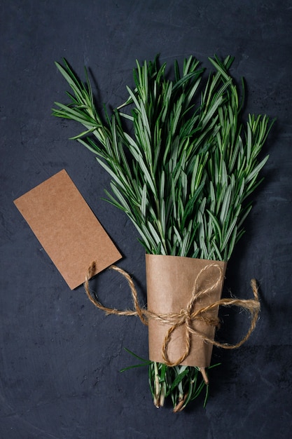 bouquet of spice rosemary, view from above